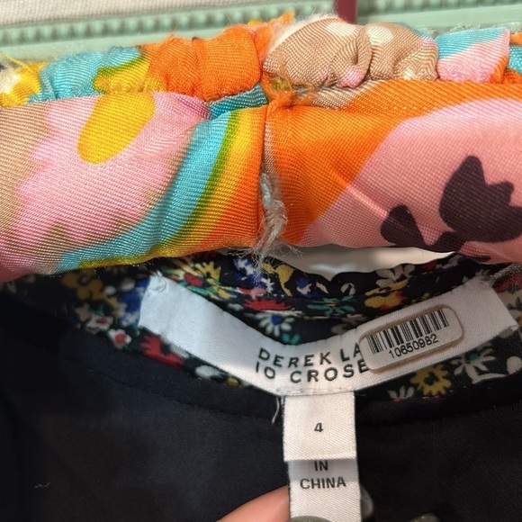 DEREK LAM 10 Crosby Top Womens 4 Sleeveless 100% Silk Floral Blouse Tassels tank - Picture 4 of 6